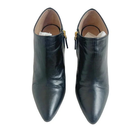 Chloe RARE Black Leather Heeled Booties Gold Detailing Women's Size 36.5 EU 6.5 - Picture 3 of 14
